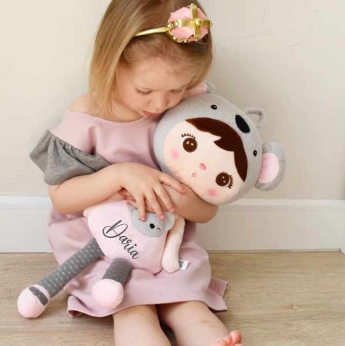 Papusa personalizata cu nume Koala, roz/gri, 50 cm [2]