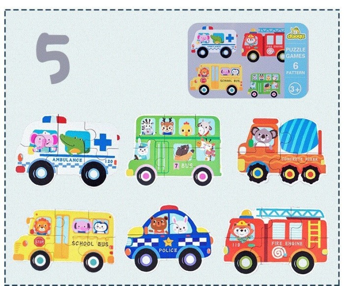 Puzzle bebe Duoqu-Animalute in trafic [3]