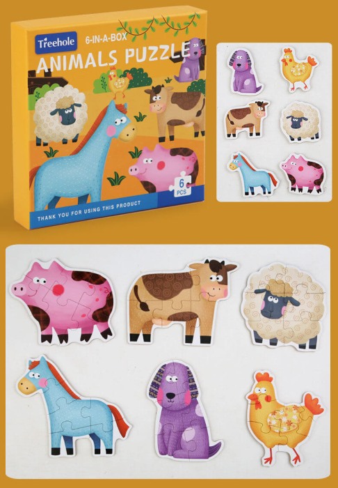 Puzzle bebe piese mari: 6 animalute domestice [2]