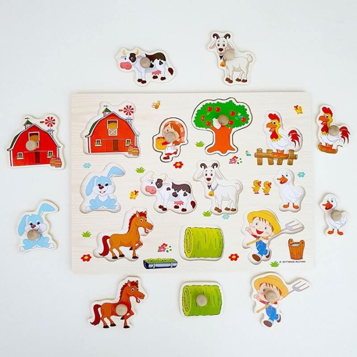 Puzzle din lemn cu buton Ferma [3]