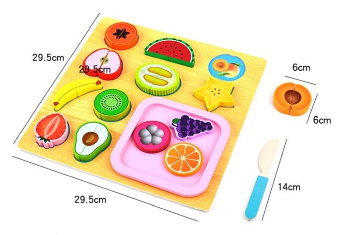Puzzle din lemn incastru: Fructe de feliat Fun Toys [4]