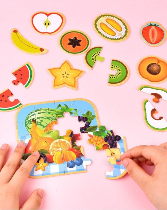 Puzzle din lemn incastru: Fructe de feliat Fun Toys [3]
