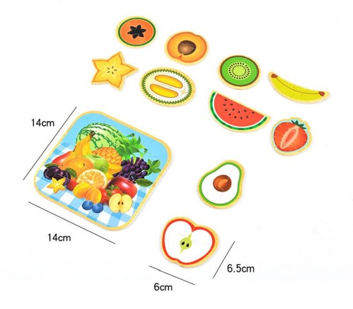 Puzzle din lemn incastru: Fructe de feliat Fun Toys [6]