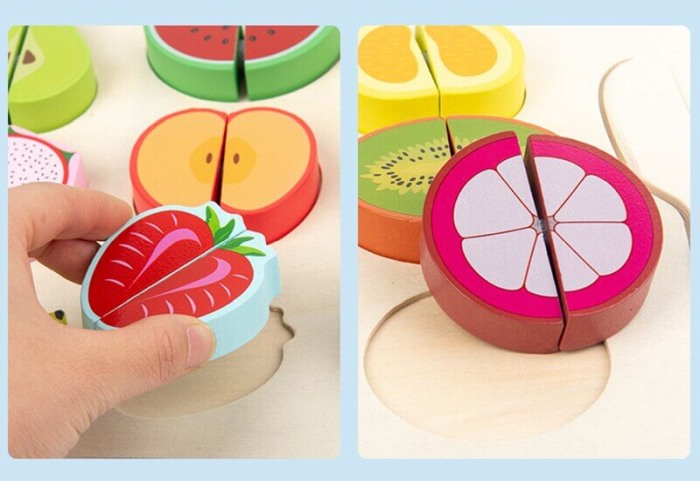 Puzzle din lemn incastru: Fructe de feliat Fun Toys [5]