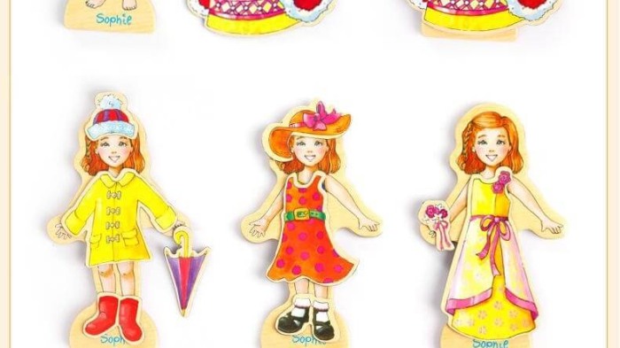 Puzzle din lemn magnetic imbraca fetite Onshine [6]