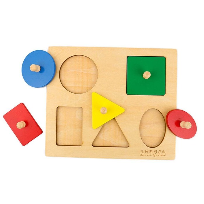 Puzzle din lemn Montessori cu 5 forme geometrice [5]