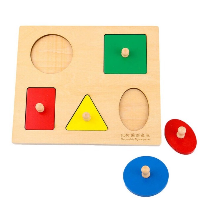 Puzzle din lemn Montessori cu 5 forme geometrice [4]