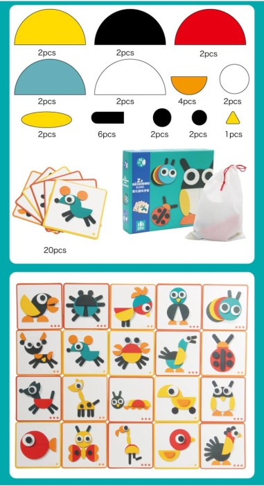 Puzzle educativ din lemn cu animale Geoanimo [8]