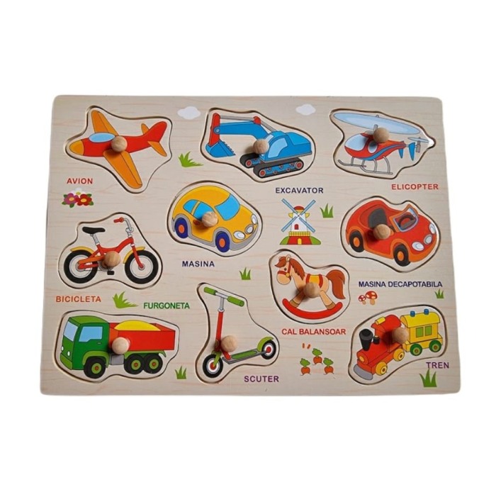Puzzle incastru din lemn cu butoni [4]