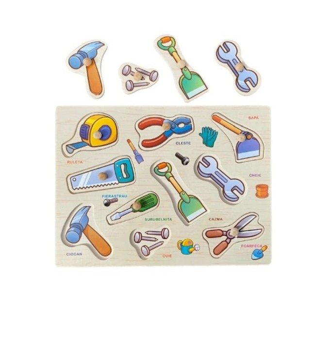 Puzzle incastru din lemn cu butoni [2]