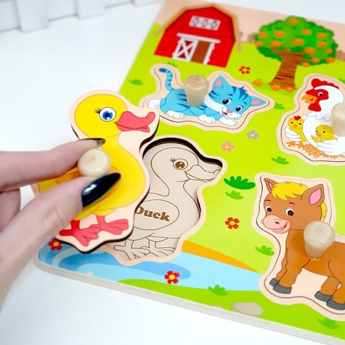 Puzzle lemn cu buton animale [2]