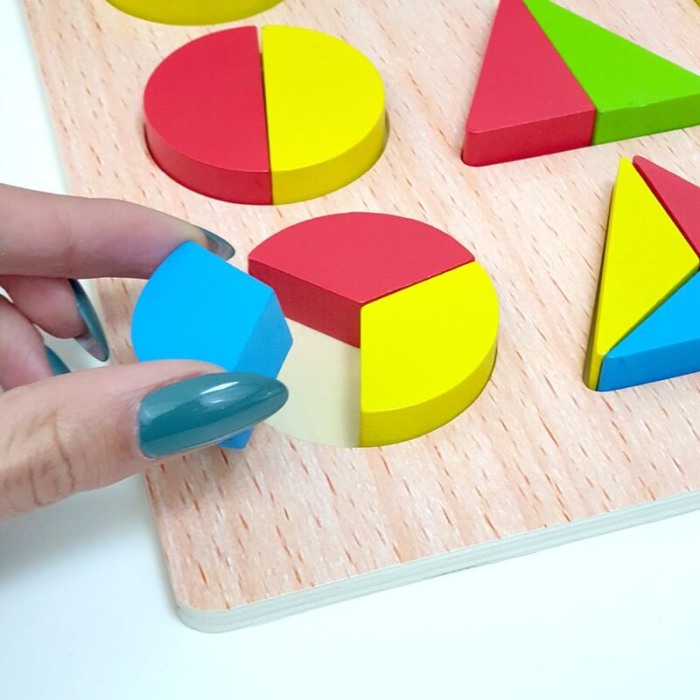 Puzzle Lemn forme geometrice fractii [2]