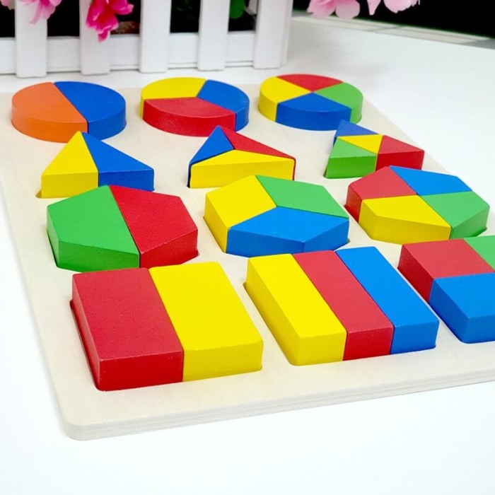 Puzzle Lemn forme geometrice-fractii [2]