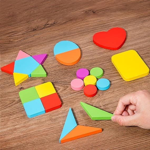 Puzzle Montessori cu forme geometrice,tabla de desenat si curcubeu [5]