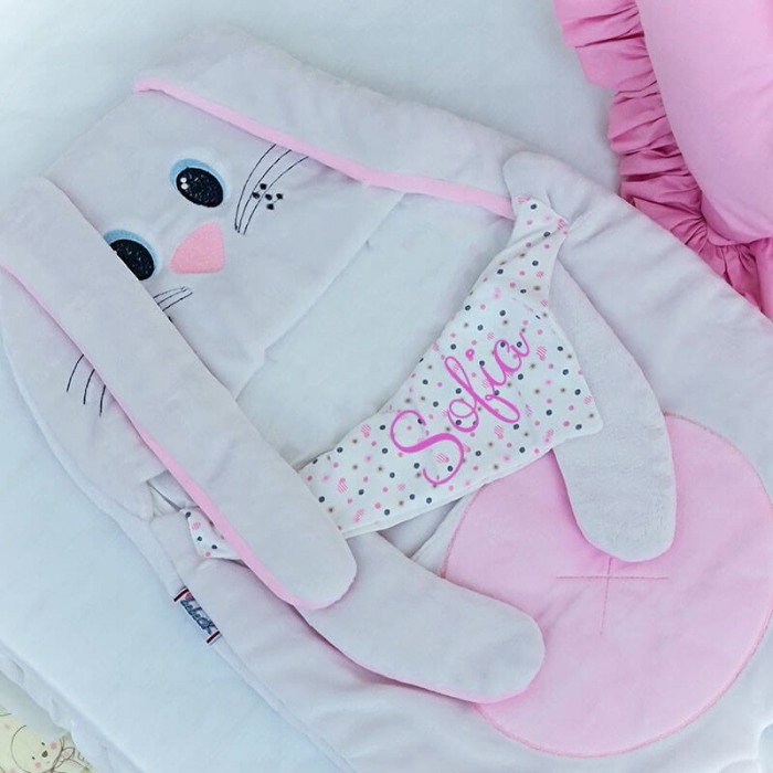 Sac de dormit iepuras roz-personalizat cu nume [4]
