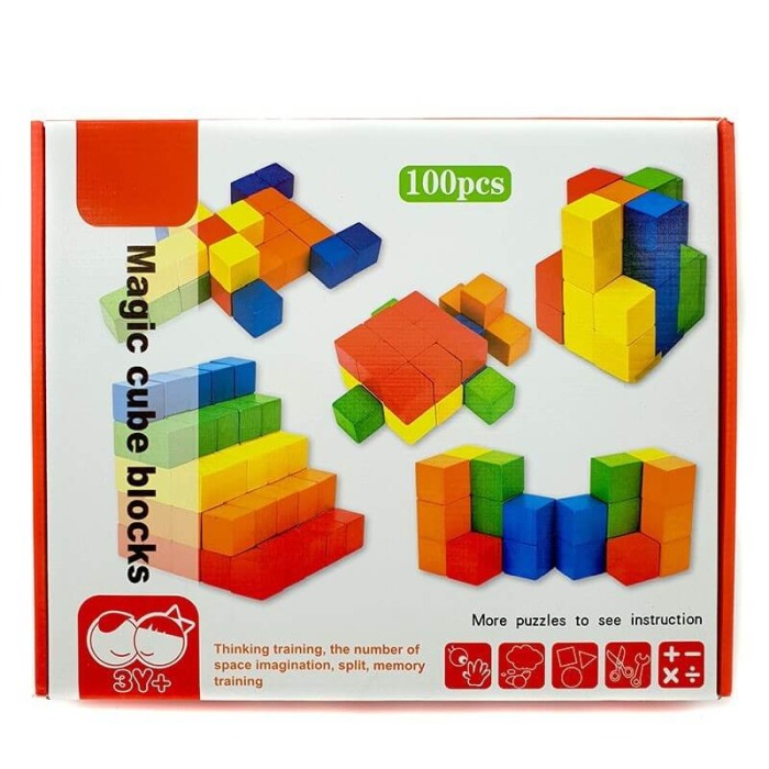 Set 100 cuburi colorate din lemn [2]