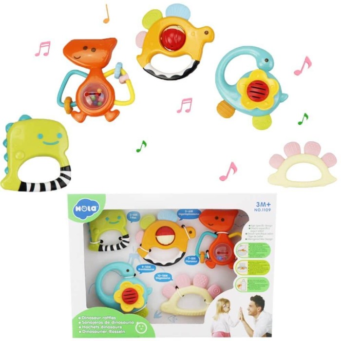 Set 5 jucarii zornaitoare pentru bebelusi  dinozauri HOLA [2]