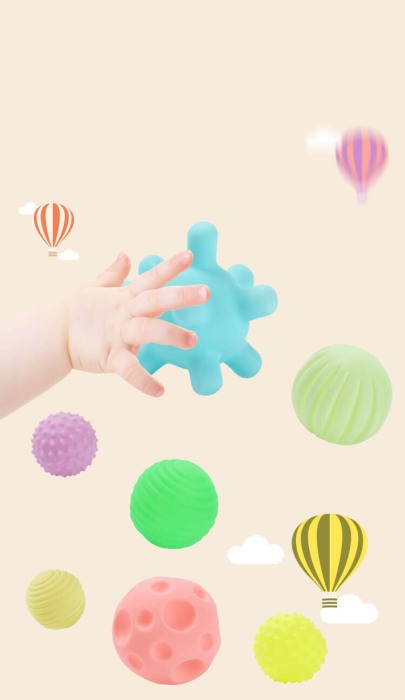 Set 6 mingi senzoriale pentru bebelusi Happy Baby [2]