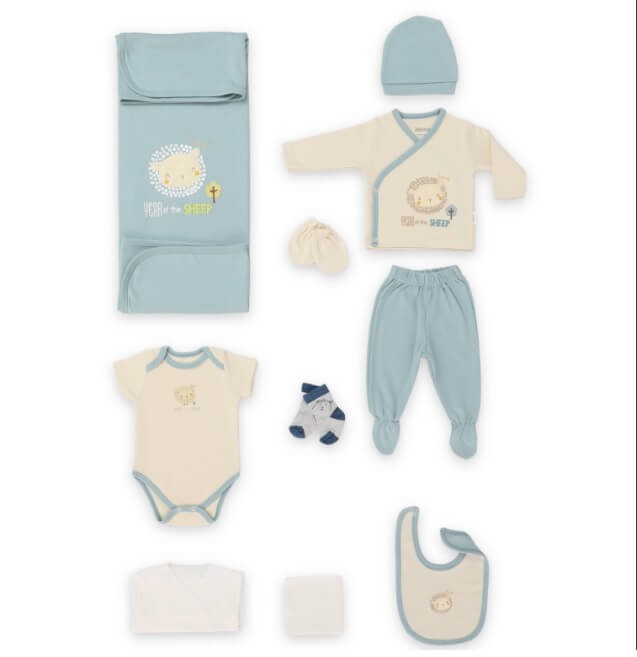 Set cadou Nou-nascut/Bebelusi,10 piese, Bumbac 100% anti-alergic, Sheep [3]