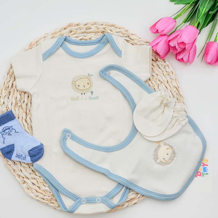 Set cadou Nou-nascut/Bebelusi,10 piese, Bumbac 100% anti-alergic, Sheep [4]