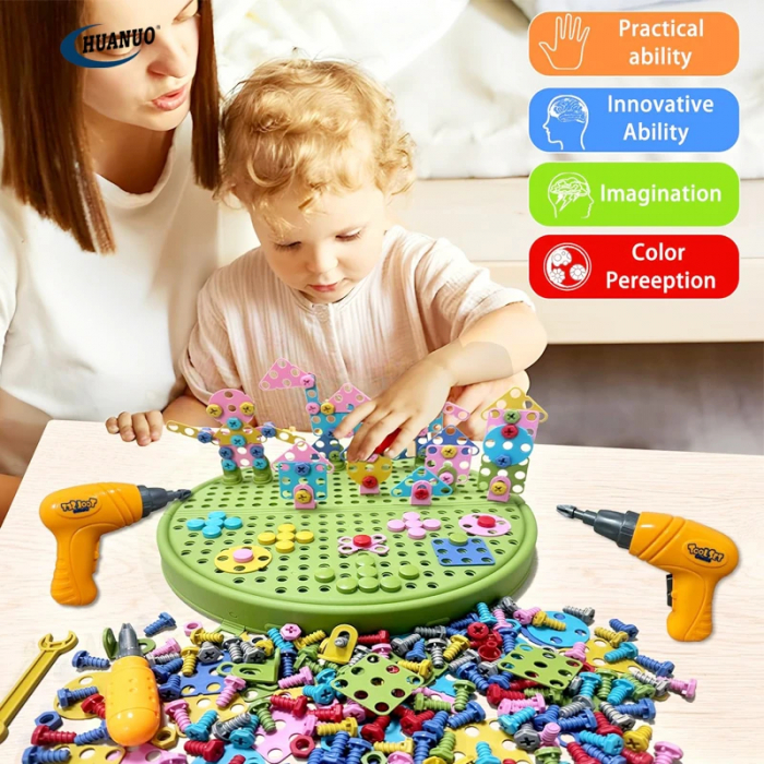 Trusa de Constructie Dinozaur 3D cu Bormasina Electrica – Jucarie Educativa STEM pentru Copii [6]