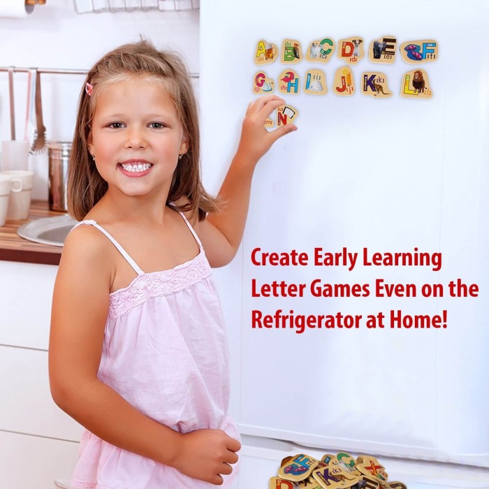 Set litere din lemn magnetice-28 piese [8]