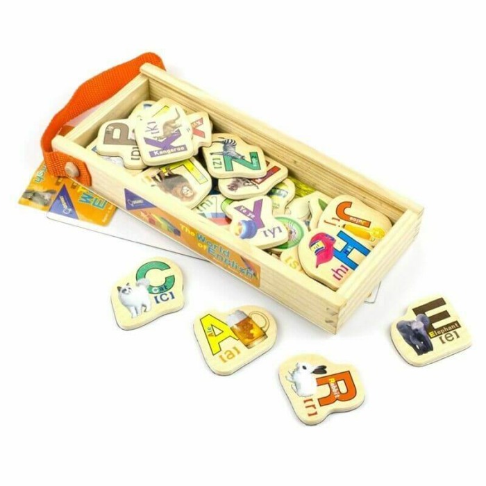 Set litere din lemn magnetice-28 piese [6]