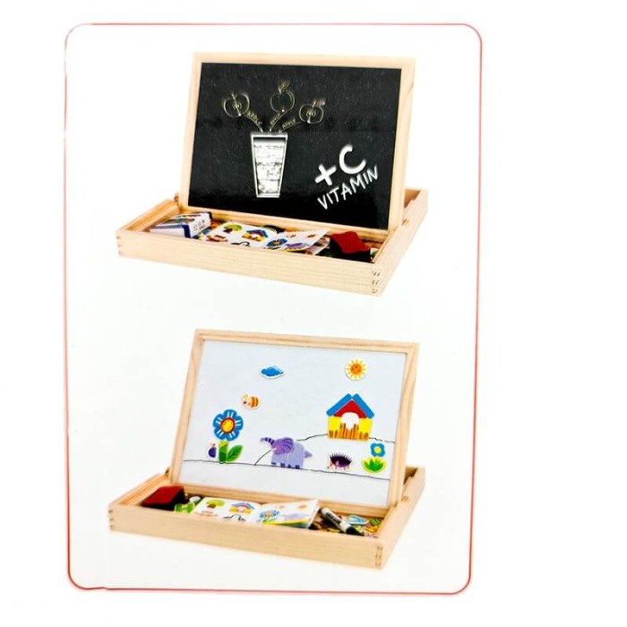 Tabla de scris din lemn 3 in 1 cu doua fete litere,cifre si puzzle [5]