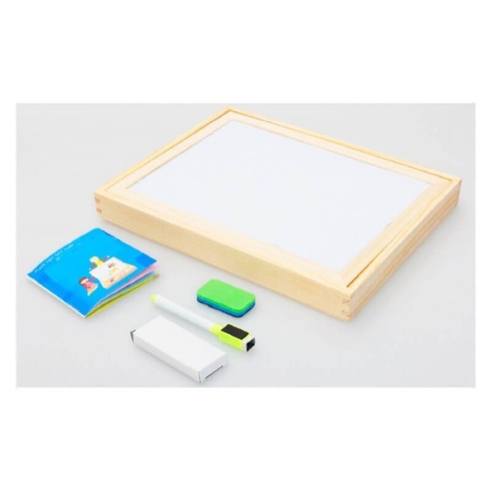 Tabla de scris din lemn 3 in 1 cu doua fete litere,cifre si puzzle [4]