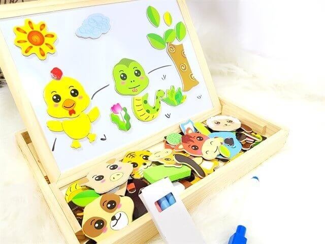 Tabla de scris din lemn 3 in 1 cu doua fete si puzzle (model 5) [3]