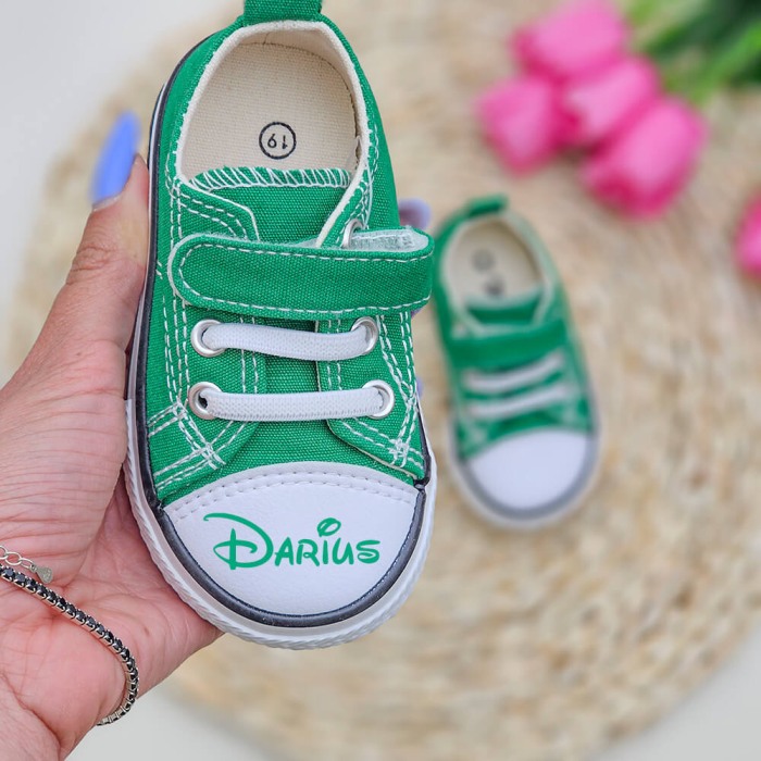Tenisi copii cu arici, personalizati cu nume, verde [2]