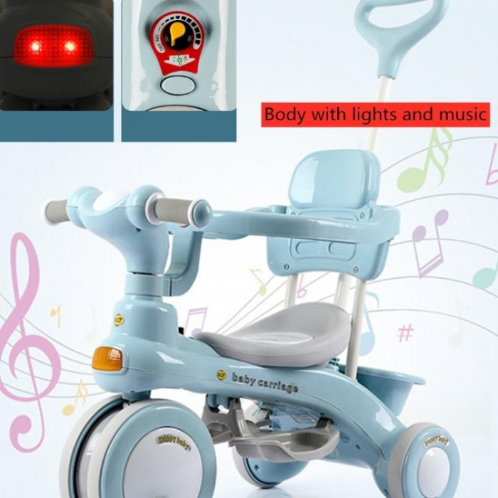 Tricicleta 3 in 1 pentru copii cu maner parental, spatar si functie muzicala [9]