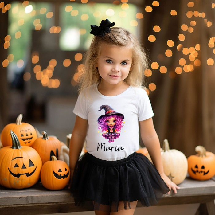 Tricou Fetite Halloween Vrajitoare Personalizat cu nume [2]