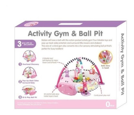 3 in 1 Saltea activitati Hippo cu 30 bile colorate [1]