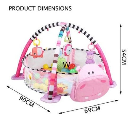 3 in 1 Saltea activitati Hippo cu 30 bile colorate [2]