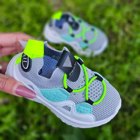 Adidasi copii cu elastic  ZG-280 gri/verde [3]