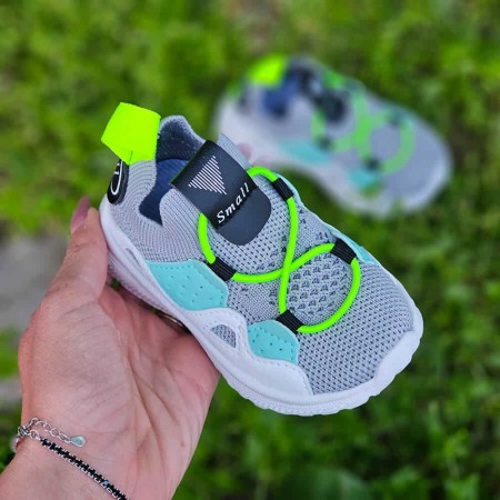 Incaltaminte copii - Adidasi copii cu elastic  ZG-280 gri/verde