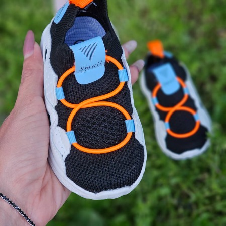 Incaltaminte copii - Adidasi copii cu elastic  ZG-280 Negru/Portocaliu
