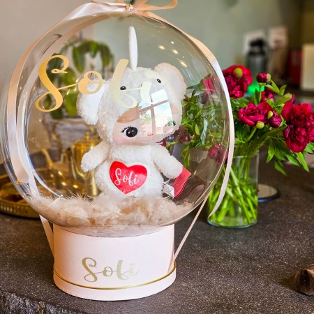 Cadou in balon: Papusa ursulet Alb [0]