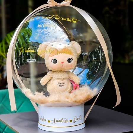Cadou in balon - Cadou in balon: Papusa ursulet Bej