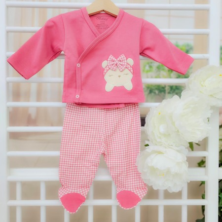 Cadou Nou-nascut 10 piese, Bumbac 100%, Carouri Roz [1]