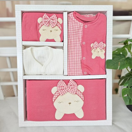 Cadou Nou-nascut 10 piese, Bumbac 100%, Carouri Roz [0]