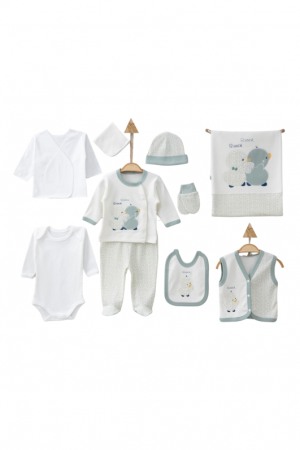 Cadou Nou-nascut: set maternitate, 10 piese, Bumbac 100%, Ratuste, Kaki [1]