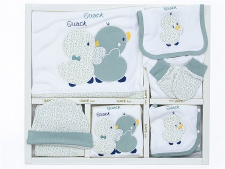 Cadou Nou-nascut: set maternitate, 10 piese, Bumbac 100%, Ratuste, Kaki [0]