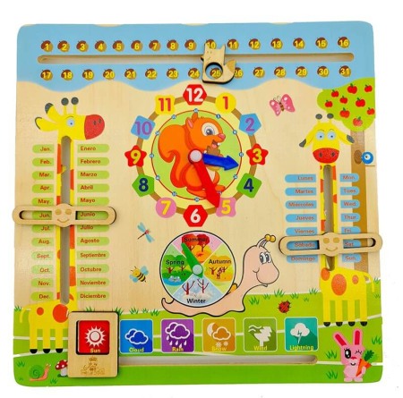 Jucarii din lemn - Calendar din lemn: anotimpuri, luni, zile, data si ora