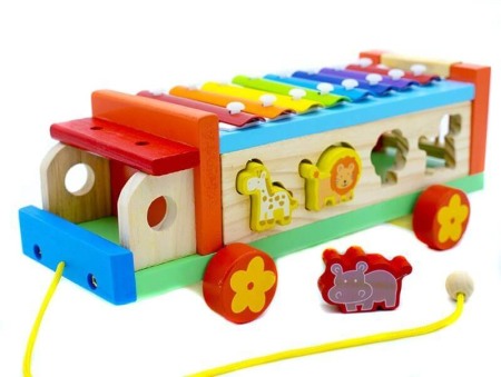 Camion vesel din lemn cu xilofon [0]