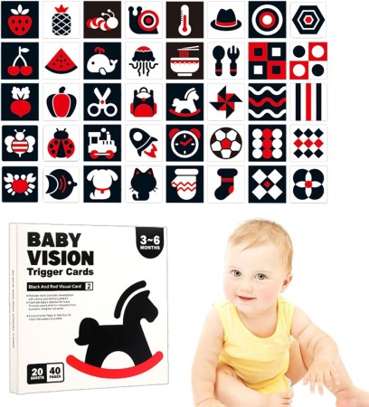 Jucarii bebelusi - Cartonase pentru Stimularea Vizuala la Bebelusi, 3-6 luni