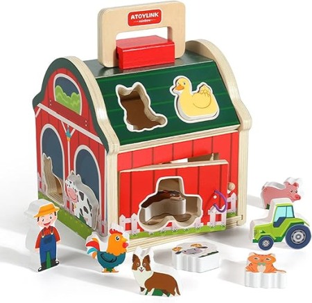 Constructie si creativitate - Casuta din lemn cu sortator Ferma Animalelor