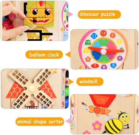 Centru de joaca din lemn cu 11 activitati educative Broscuta [5]