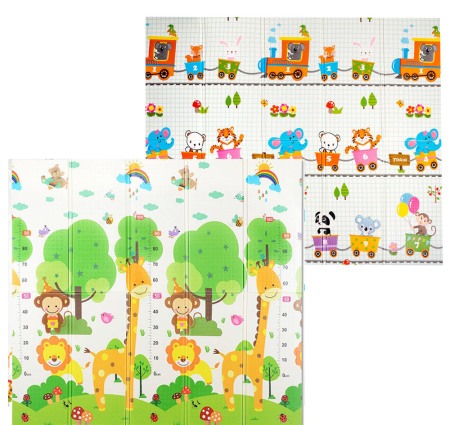 Jucarii copii - Covor pliabil pentru copii cu 2 fete Girafa si Trenulet 180 x 200 cm